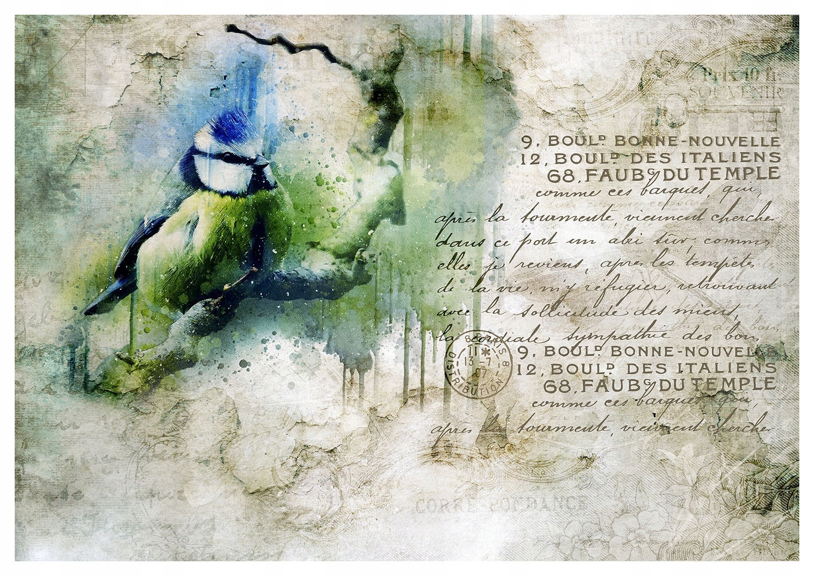 Vliesová fototapeta Pták Vintage Příroda Jemný dekor 200x140 lepidlo