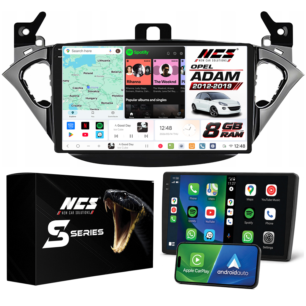 Rádio Navigace Ncs DS9 Opel Adam 2012-2019 Android 8GB Lte 9″