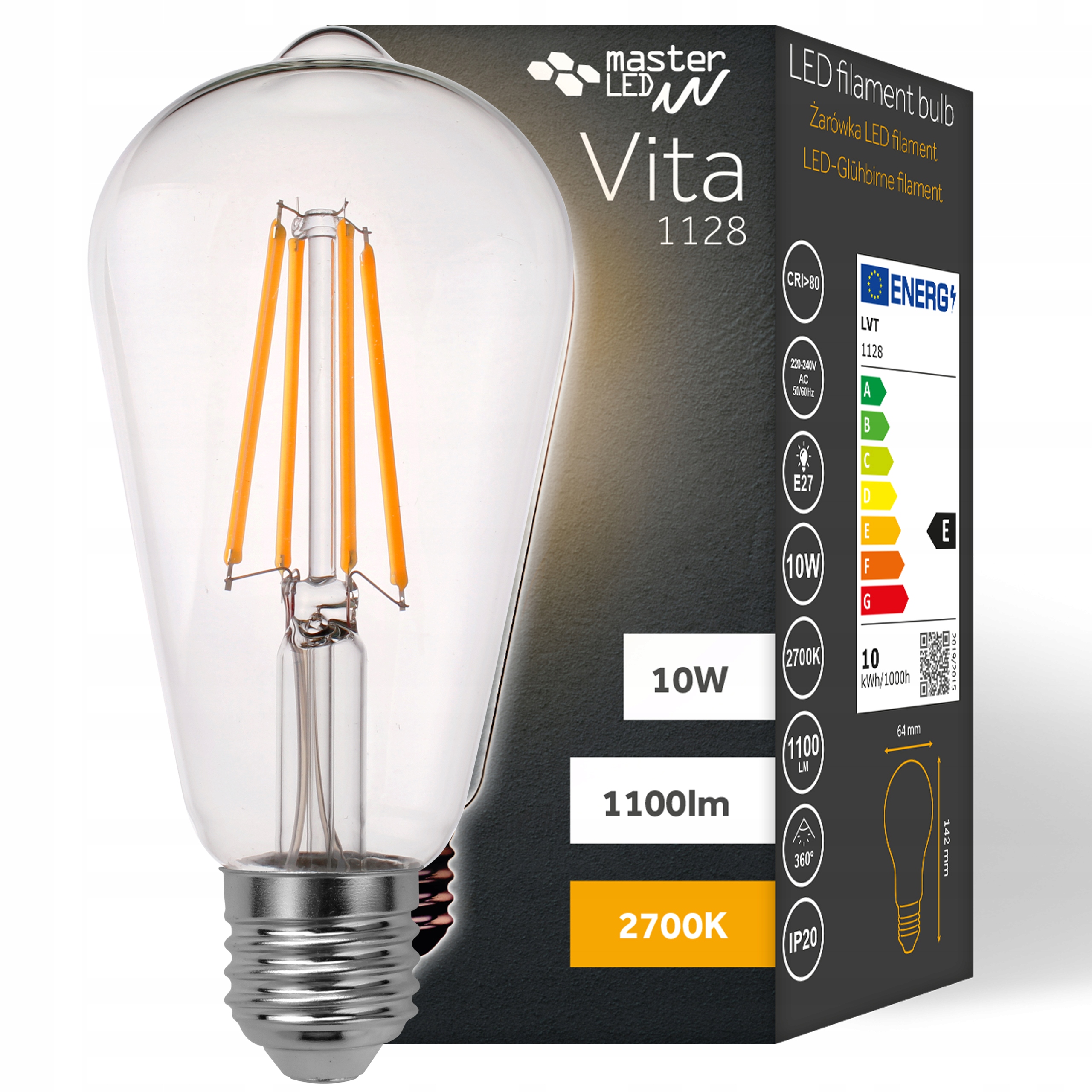 

Żarówka Led E27 Filament Edison Retro Ozdobna 10W