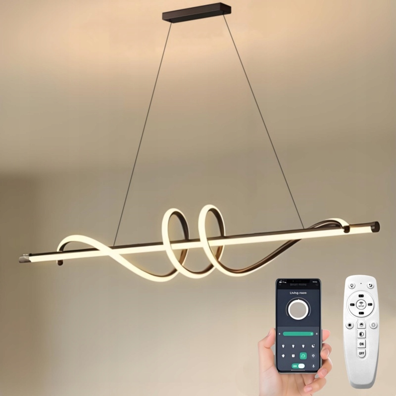 Závěsná Led lampa dlouhá lineární nad stůl moderní kruh 90 cm S Dálkový Ovladač