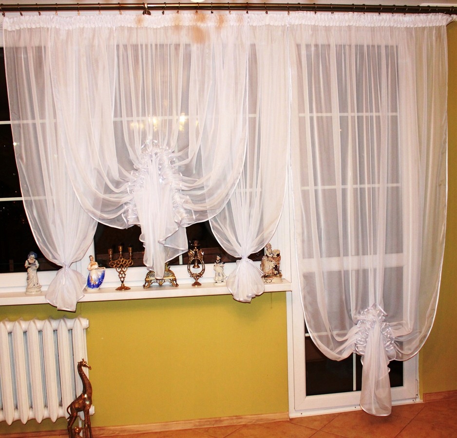 Firank Balkon BOMBKA BIAŁA 600/220 Firanki KRESZ Kolor biały