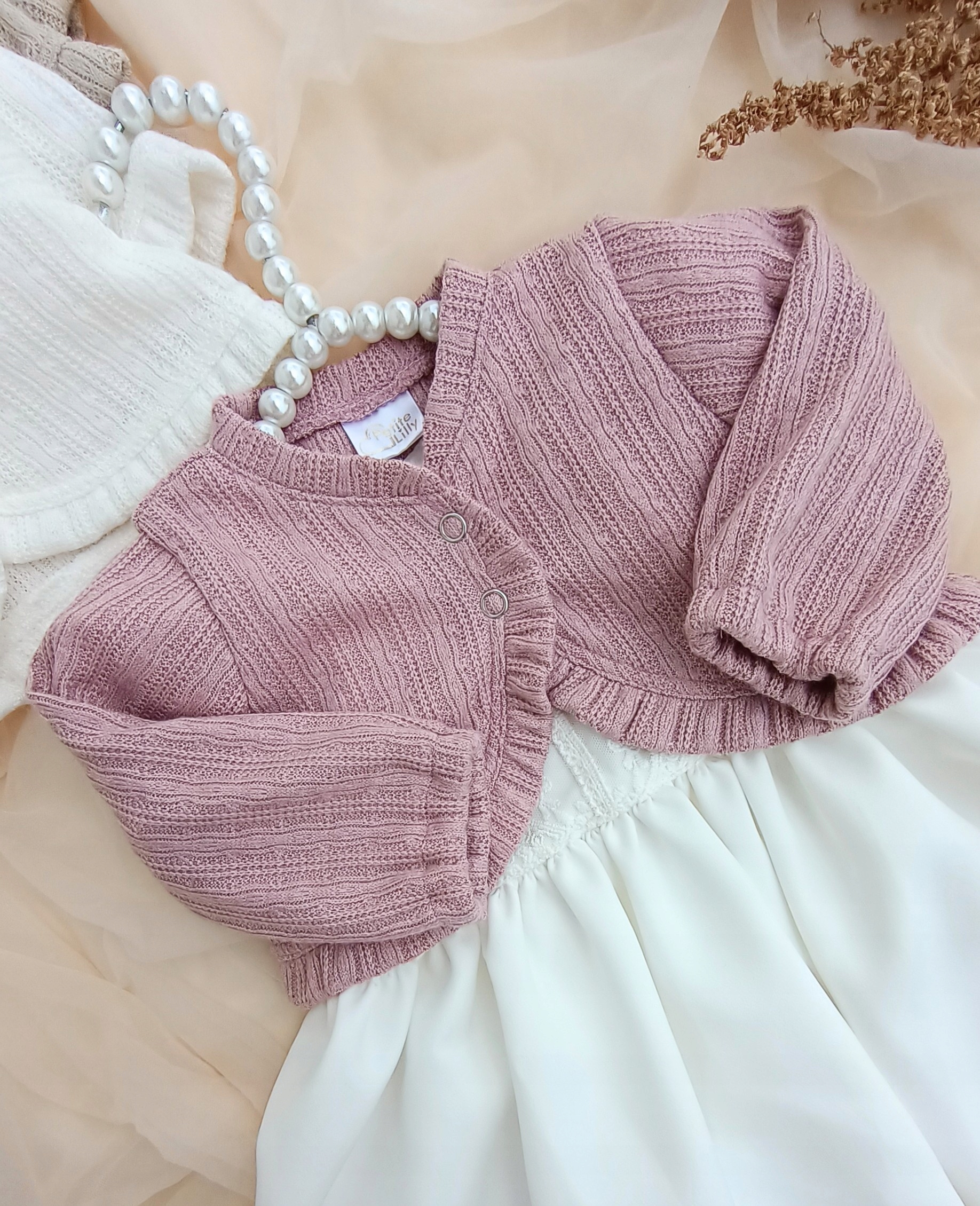 Sweterek do sukienki ażurowy bolerko