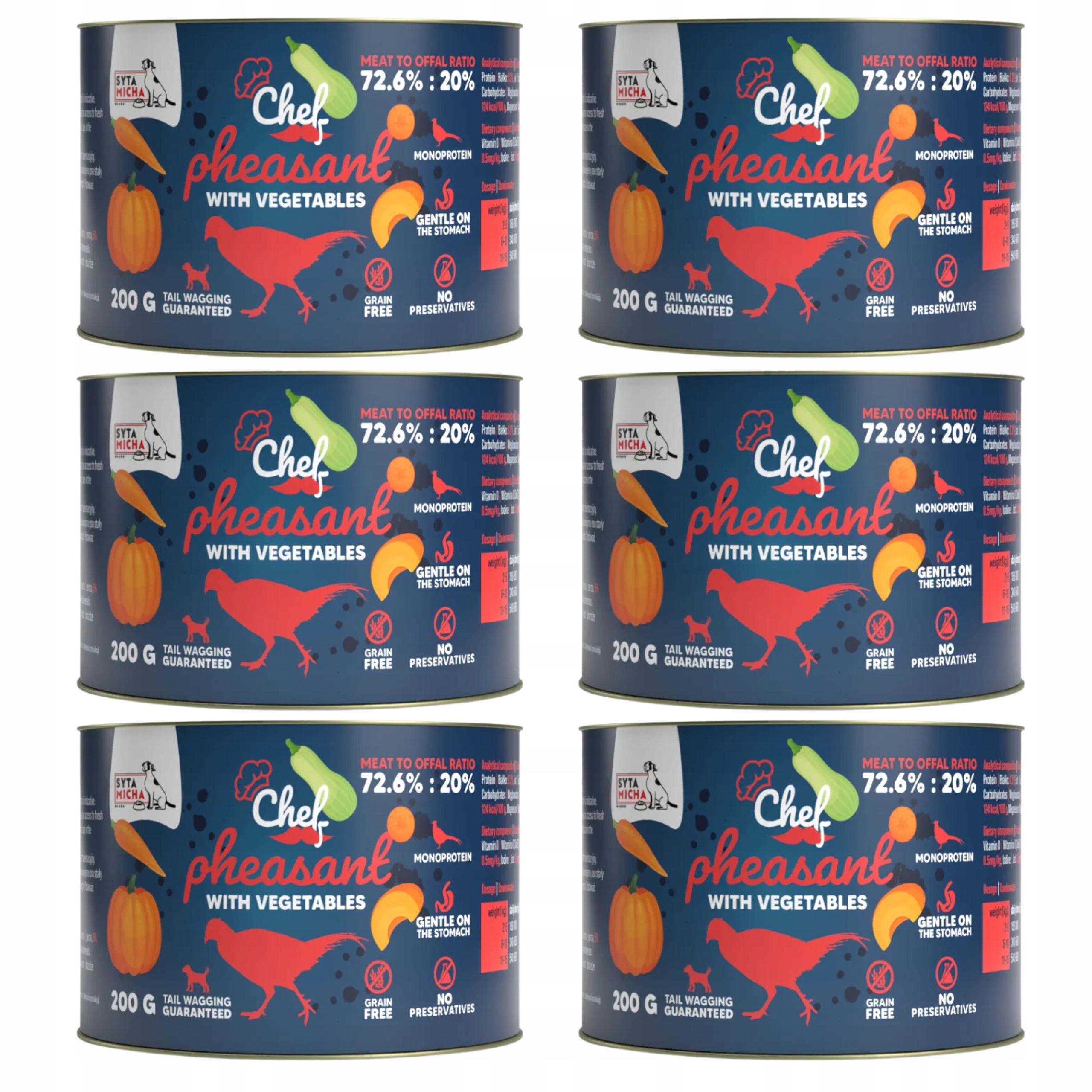 Levně Syta Micha Chef krmivo pro psa Bažant se zeleninou 6 x 200 g