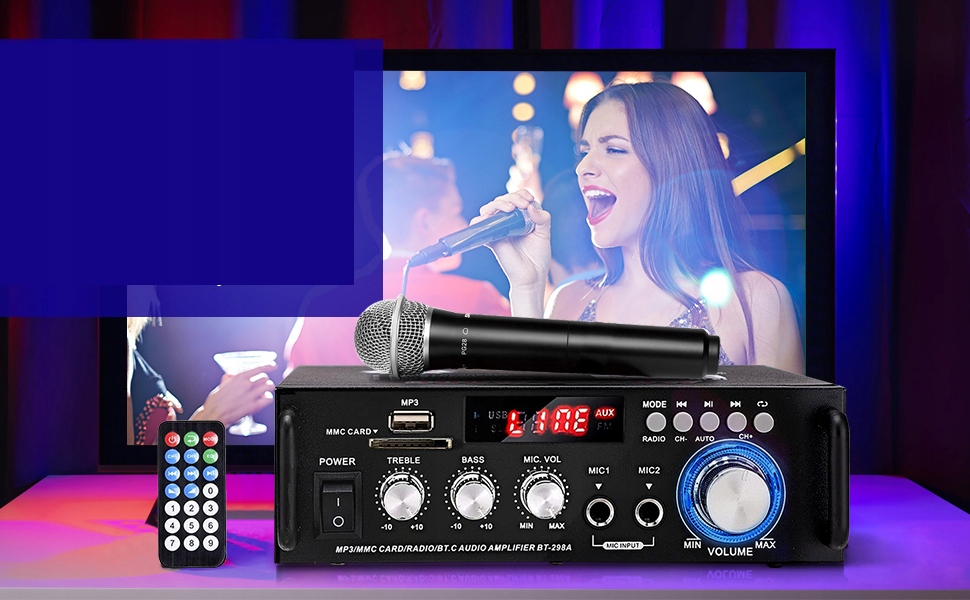 WZMACNIACZ HIFI BLUETOOTH BT-298A Z PILOTEM 600W Liczba kanałów 2