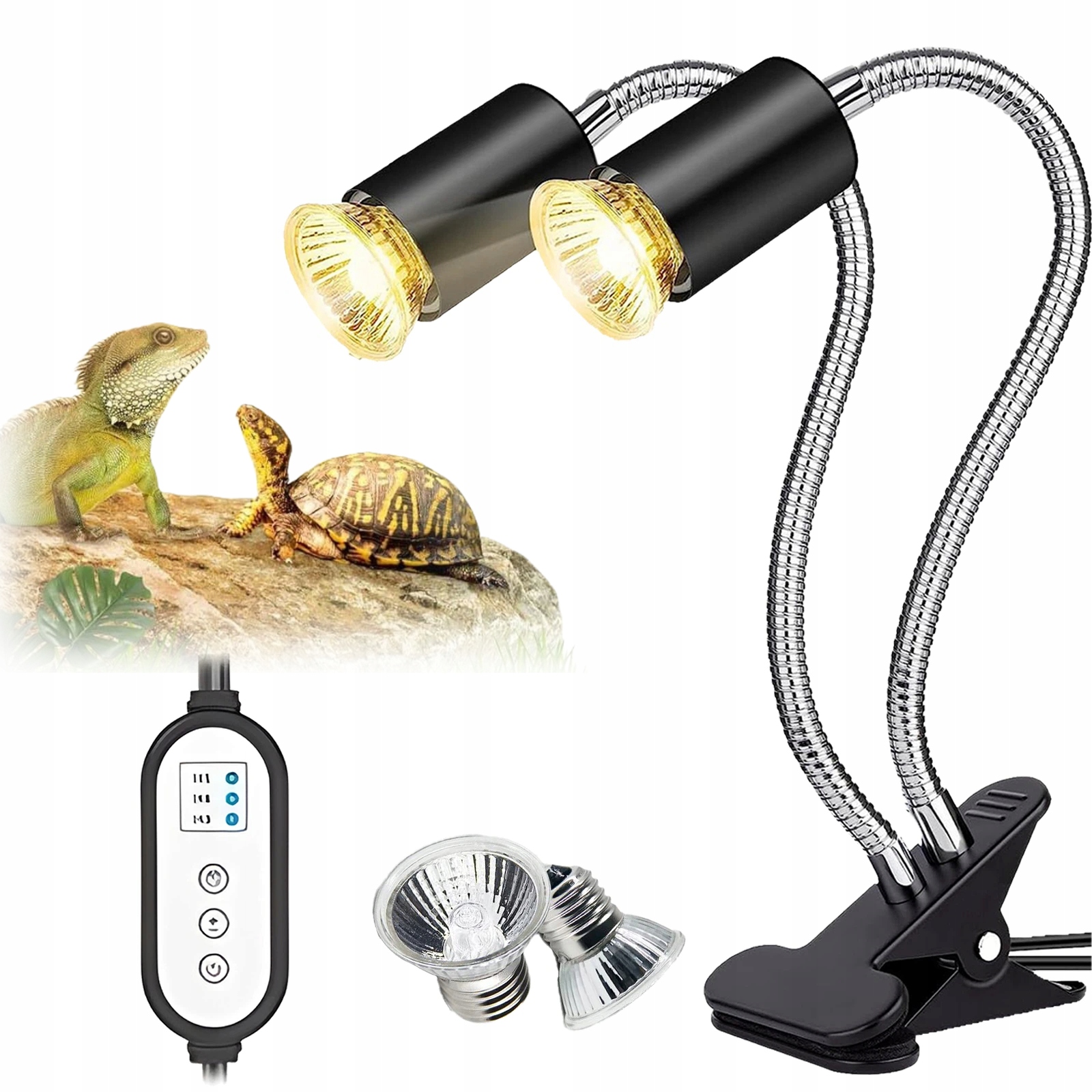 Levně 2 Topná Lampa Pro Plazy, Topná Lampa Uva Uvb E27 Se 2 Žárovkami