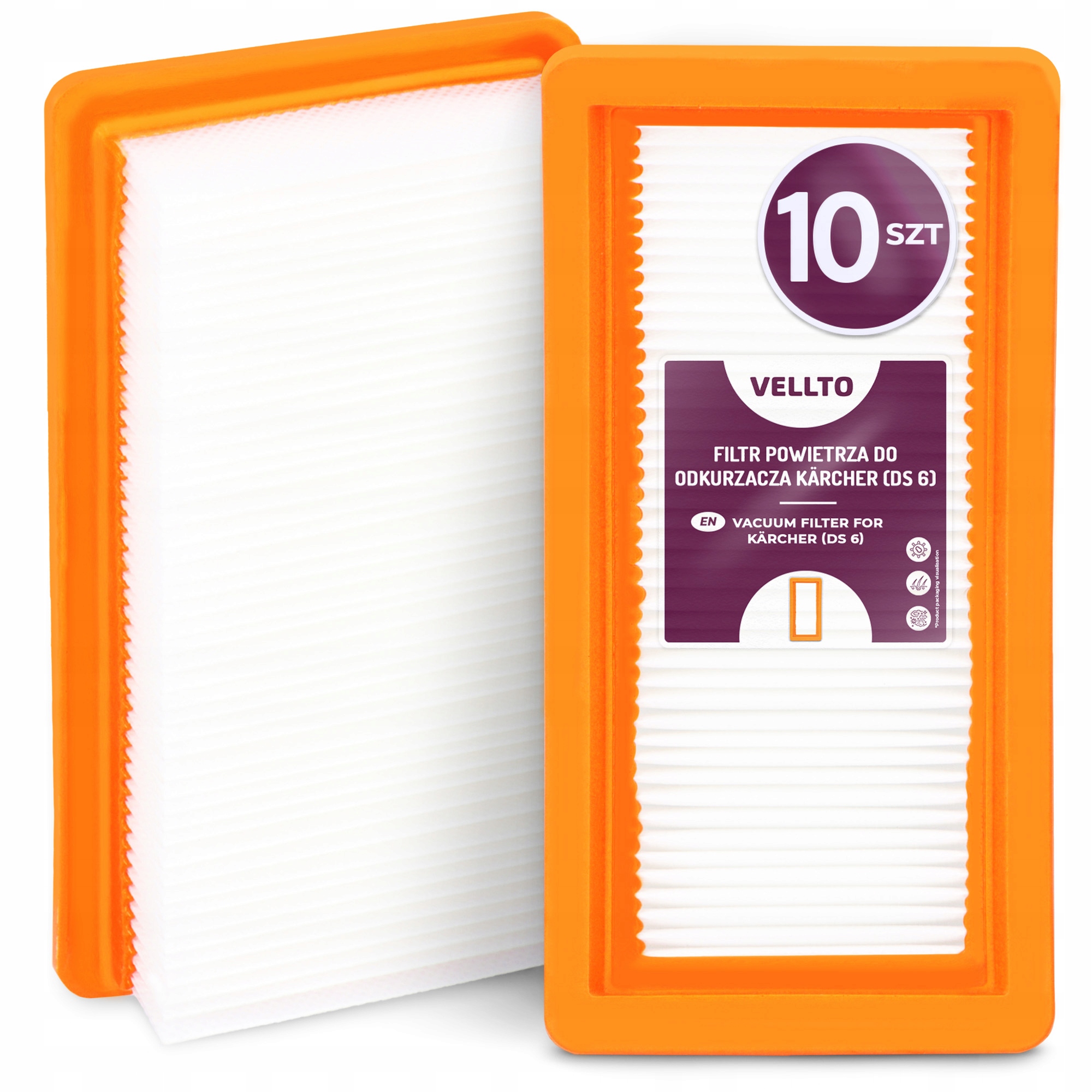 10 x Hepa Filtr pro vysavač Kärcher Ds 6 5 5500 5600 5800 6000 6.414-63 Em