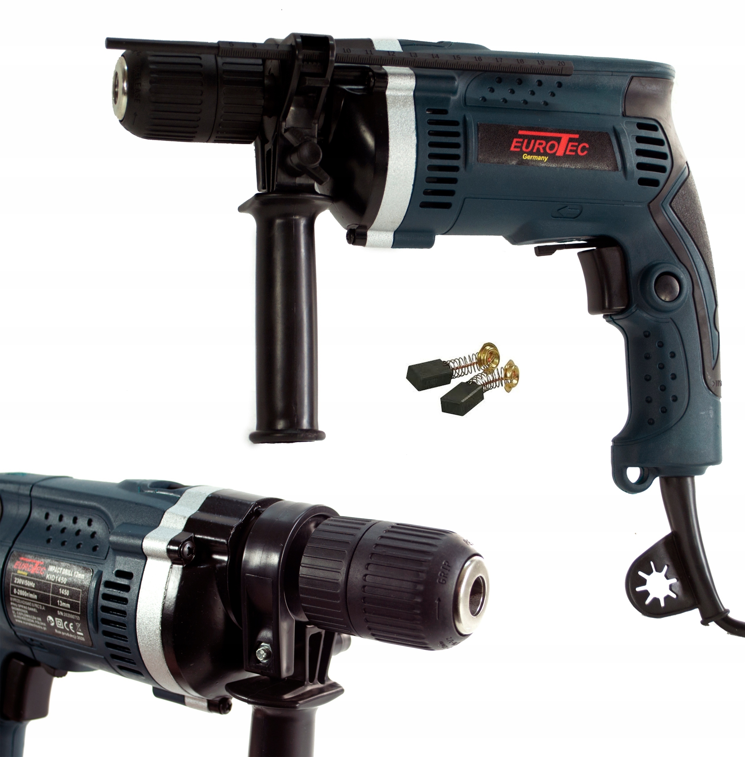 MOCNA WIERTARKA UDAROWA 1450W ELEKTRYCZNA 13mm ZESTAW HIT Marka Eurotec