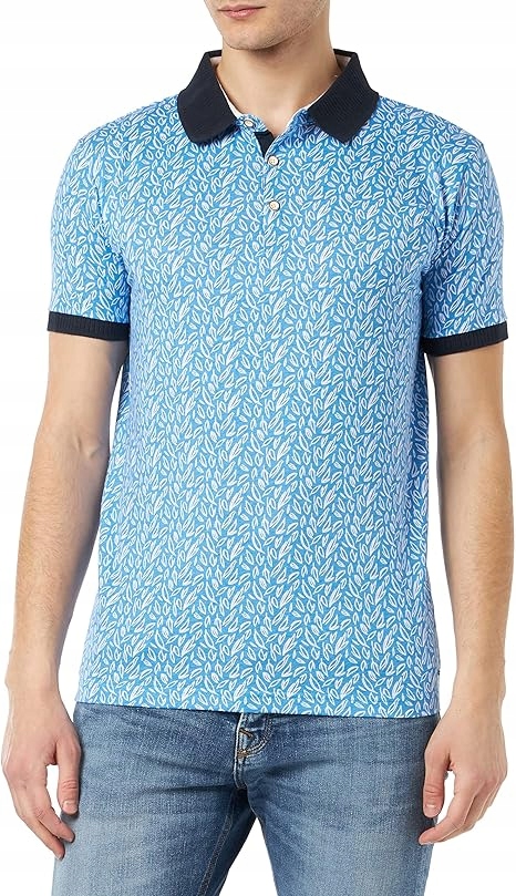 Inside Pánská Polokošile Modrá S Bílým Vzorem Listů L 6FA