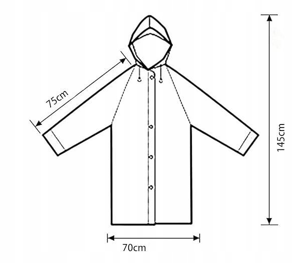 PRZECIWDESZCZOWA PELERYNA PŁASZCZ WODOODPORNY Z KAPTUREM PONCHO DUŻY Rozmiar uniwersalny