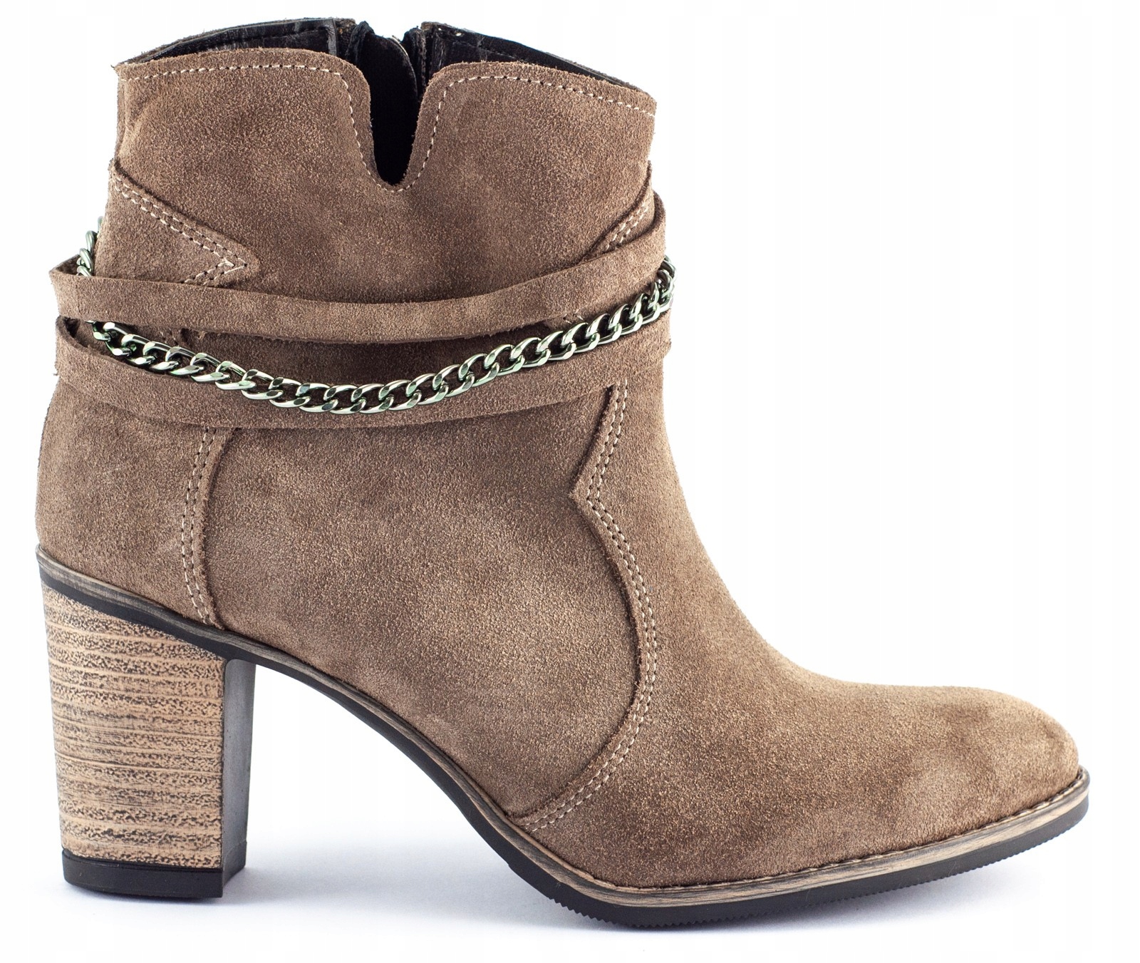 

Botki Na Obcasie Skórzane Polskie Megi Beżowe 35