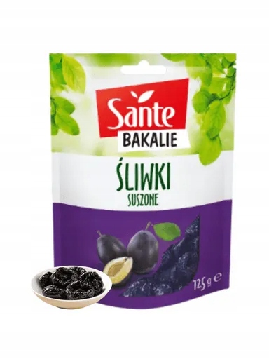 8xSušené švestky BakaliaSante125GSvačina Výrazná chuť Přísada do jídla
