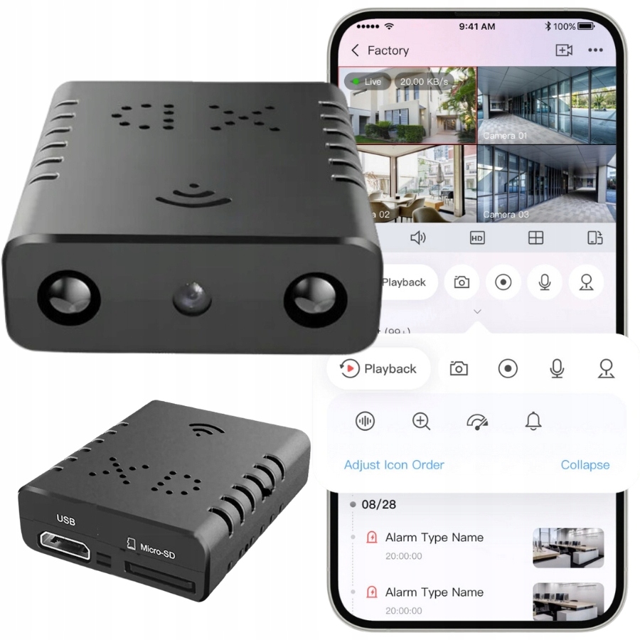 MINI WIFI ŠPIONÁŽNA KAMERA SKRYTÝ ANDROID VZDIALENÝ NÁHĽAD POHYBOVÝ SENZOR