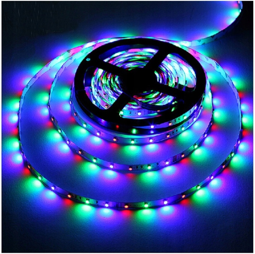 ZESTAW KOLOROWA TAŚMA LED RGB 5M +PILOT + ZASILACZ PREZENT LISTWA LEDOWA Moc 5 W