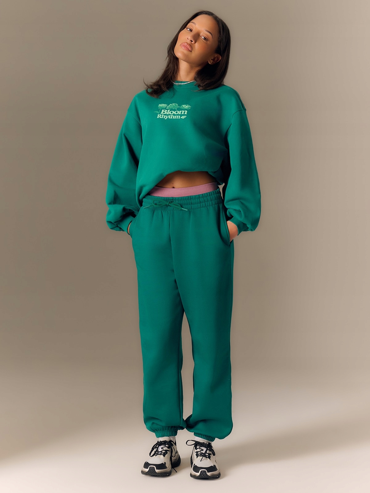 4F Tepláková Mikina Zelená Loose Pohodlná L