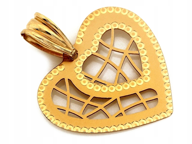 Zlatý přívěsek 585, prolamované srdce, dvě srdce jako dárek, módní přívěsek