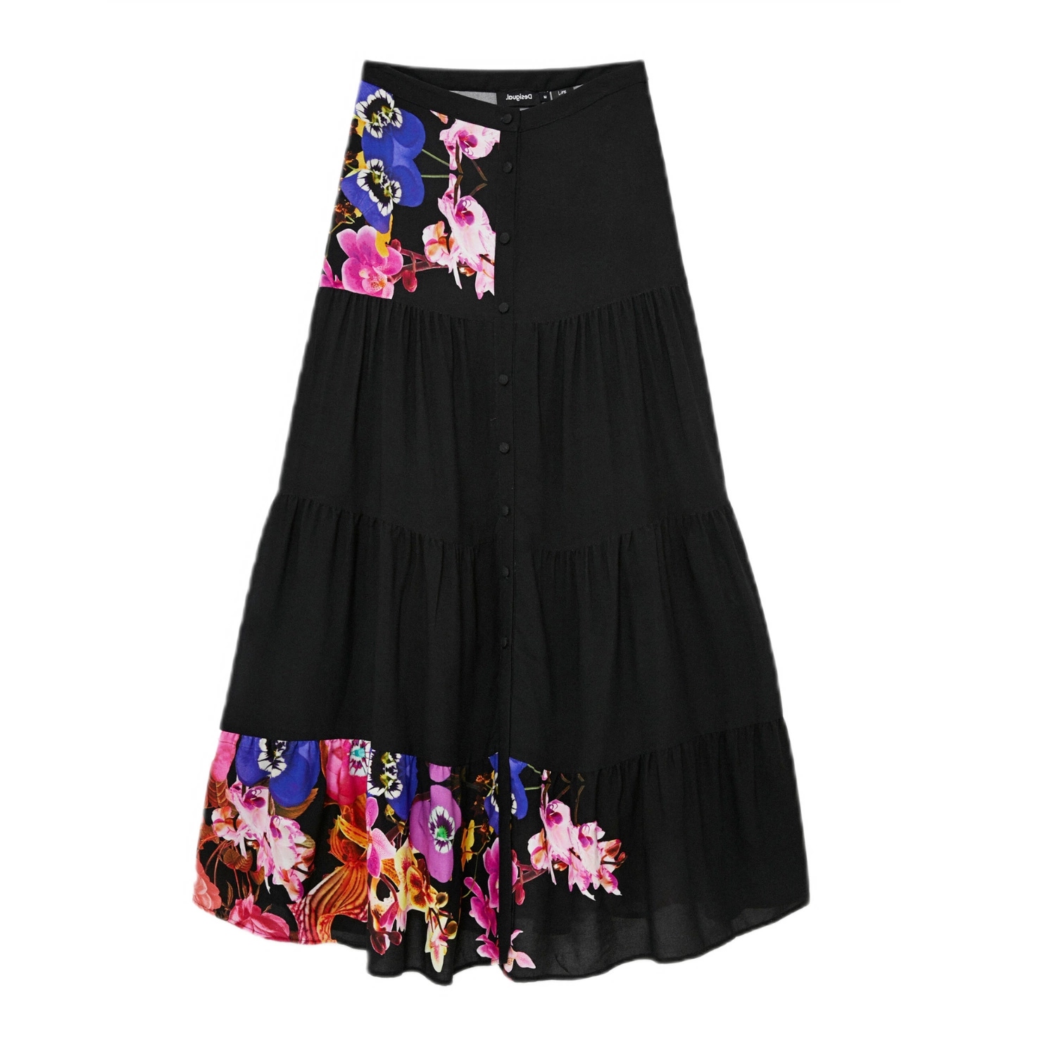 Sukně Desigual černá, prošívaná, maxi, vzdušná, letní, vel.