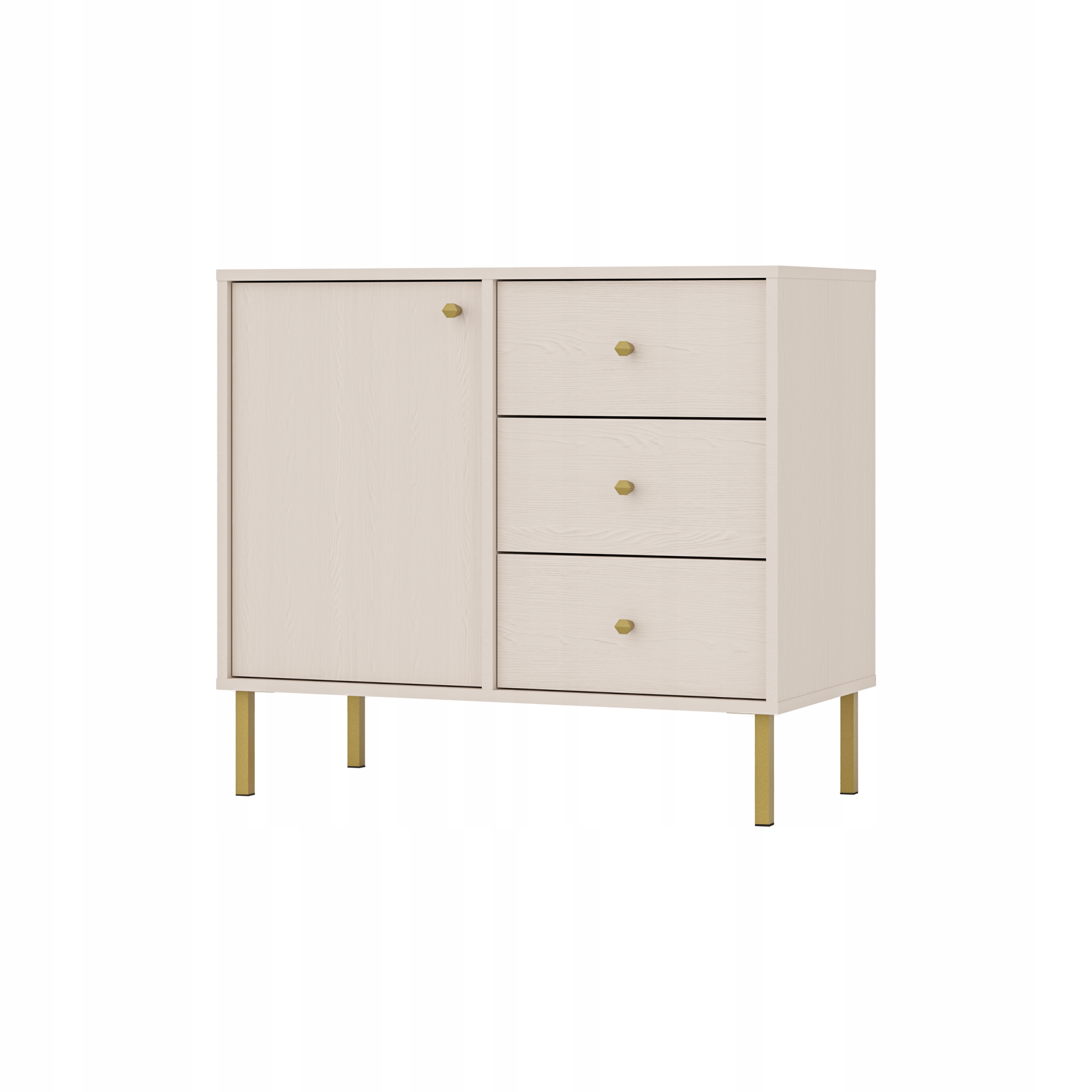 Elegantní malá komoda Moderní Oslo Vysoké nohy do obývacího pokoje Béžové zásuvky