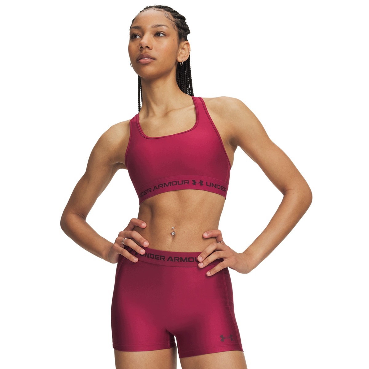 Biustonosz treningowy Under Armour Crossback Mid Bra Burgundowy S