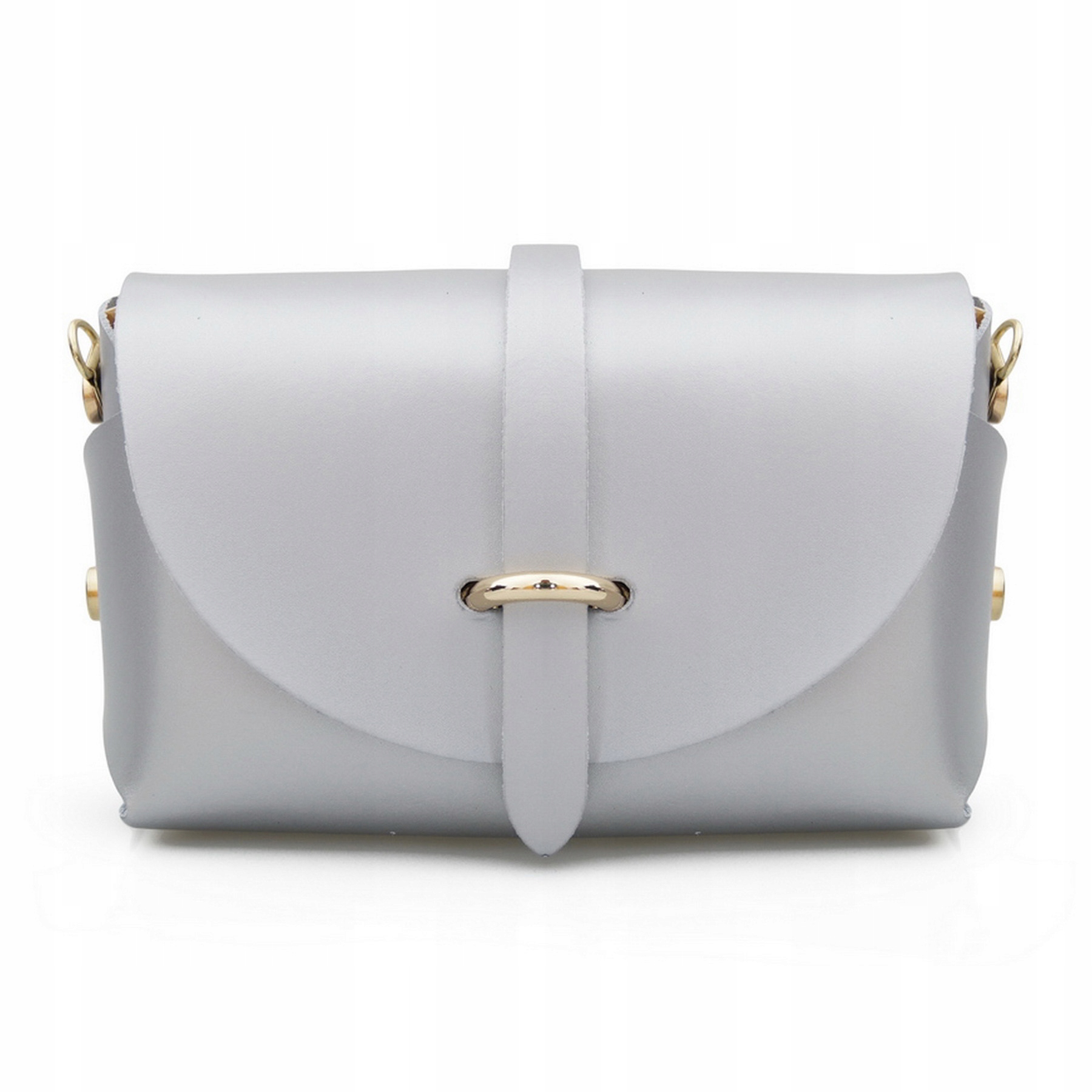 

Torebka skórzana listonoszka damska mini Srebrna