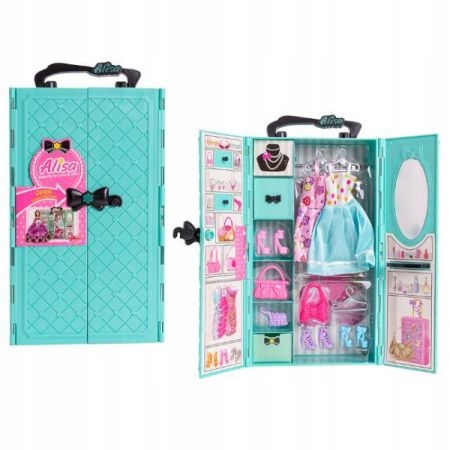 WYMARZONA SZAFA GARDEROBA DLA LALEK + UBRANKA 3074