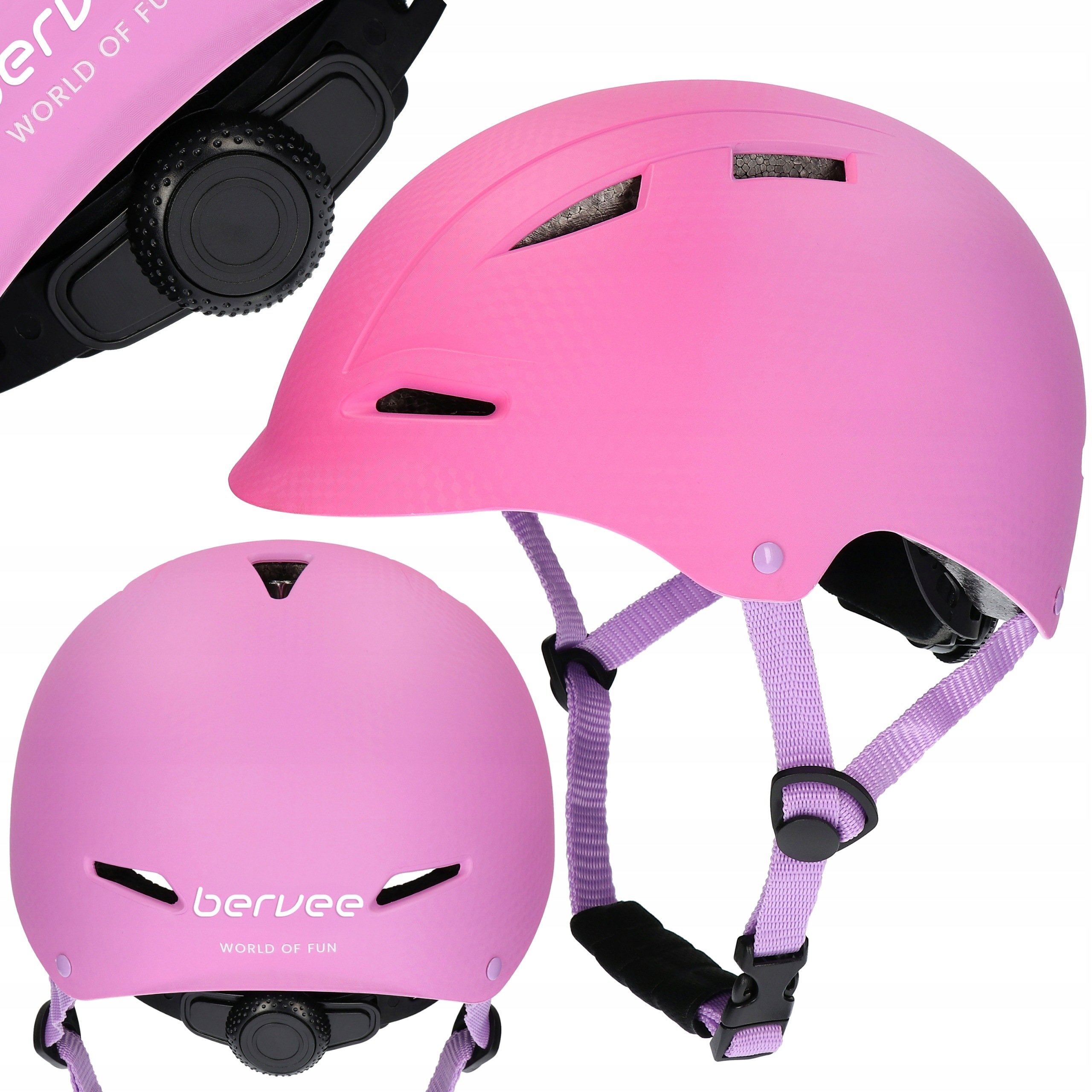 Kask rowerowy dziecięcy Bervee Scout rozmiar S (49-56 cm) różowy lekki