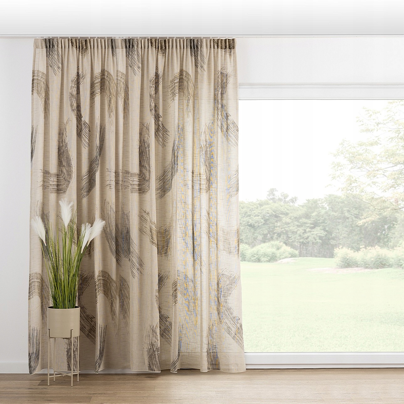 Záves na vlnitej páske 1 ks 130x245 cm béžový