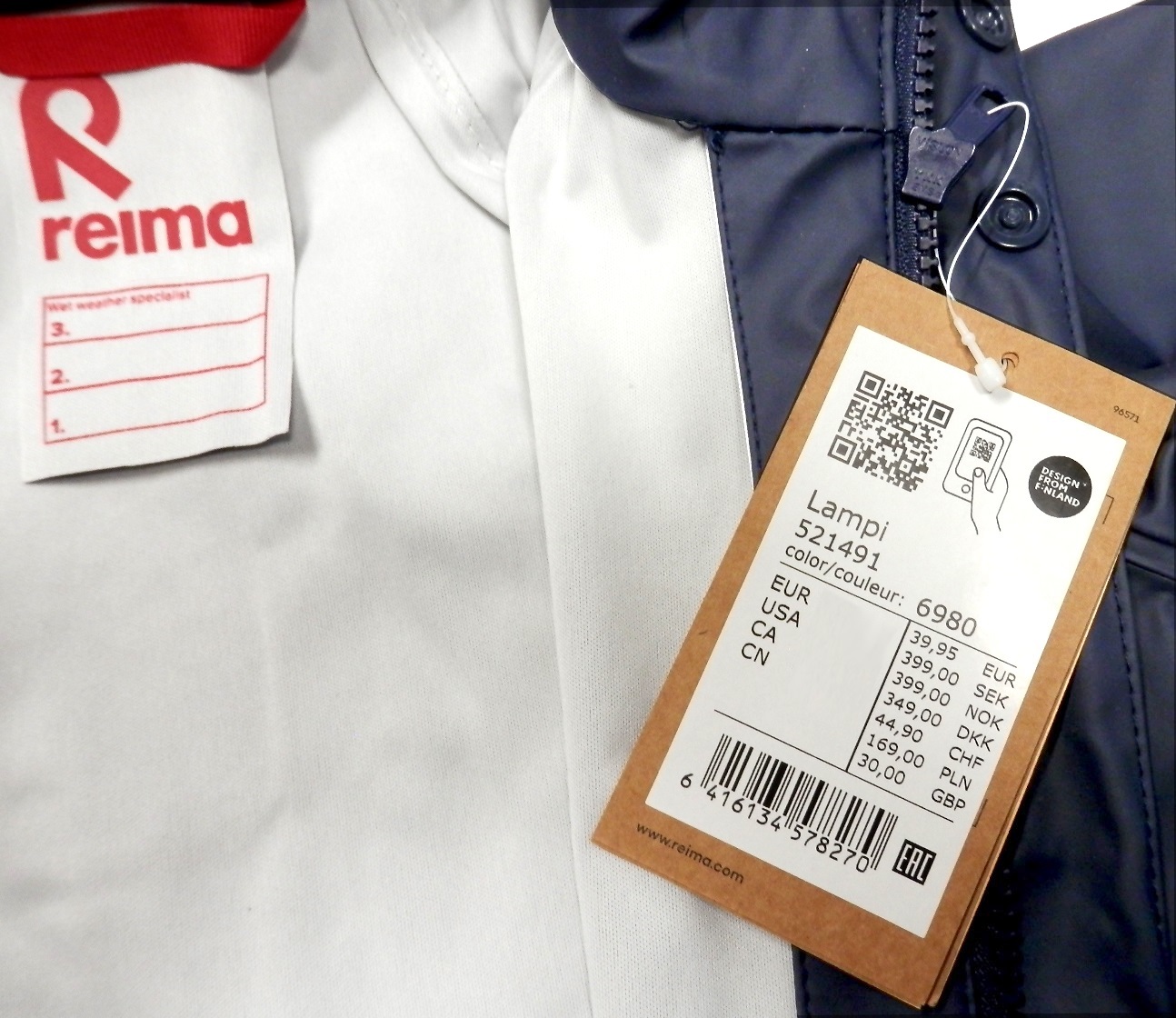 KURTKA DZIECIĘCA PRZECIWDESZCZOWA REIMA LAMPI WODOODPORNA r. 140 Rozmiar (new) 140 (135 - 140 cm)