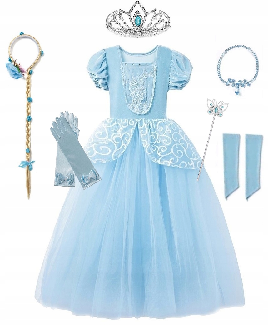 

Sukienka Strój Kopciuszek Cinderella Zestaw 122/12