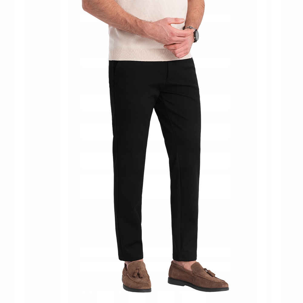 Pánské elegantní chino kalhoty klasického střih černé V4 OM-PACP-0191 XL