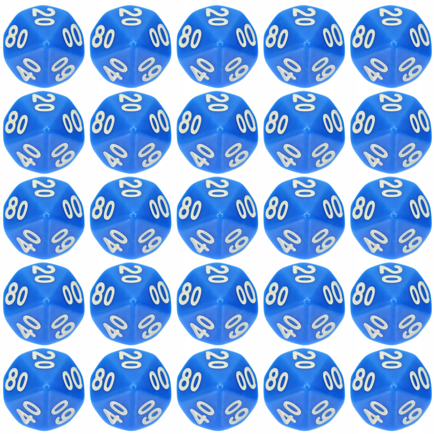 ZESTAW 25 KOSTEK K10 RPG NIEBIESKA KOŚĆ DZIESIĘCIOŚCIENNA 00-90