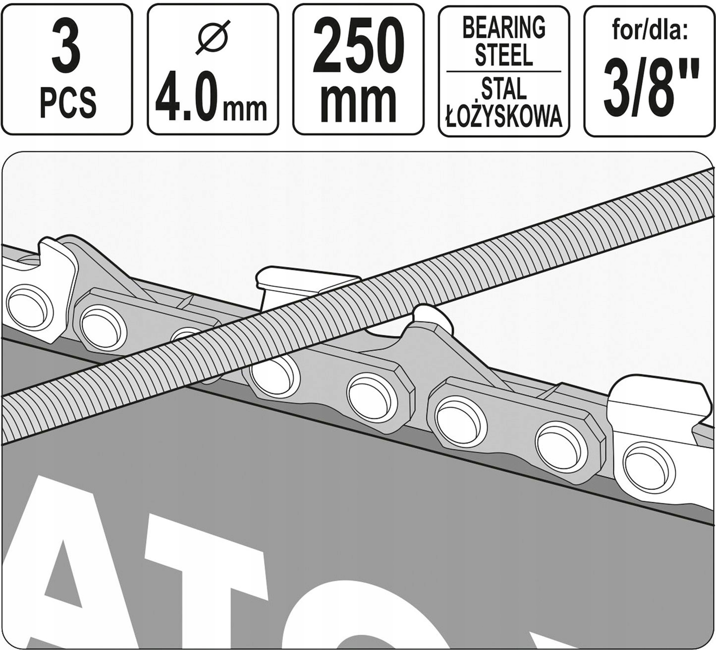 YATO PILNIK OKRĄGŁY DO OSTRZENIA ŁAŃCUCHÓW 4,0mm ZESTAW 3szt Seria GRD