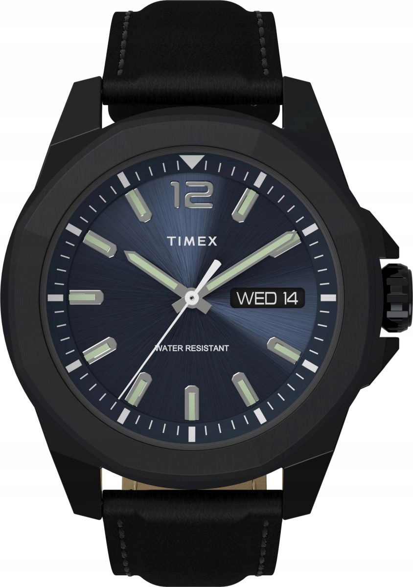 Analogové pánské hodinky Timex TW2V42900 na černém koženém řemínku