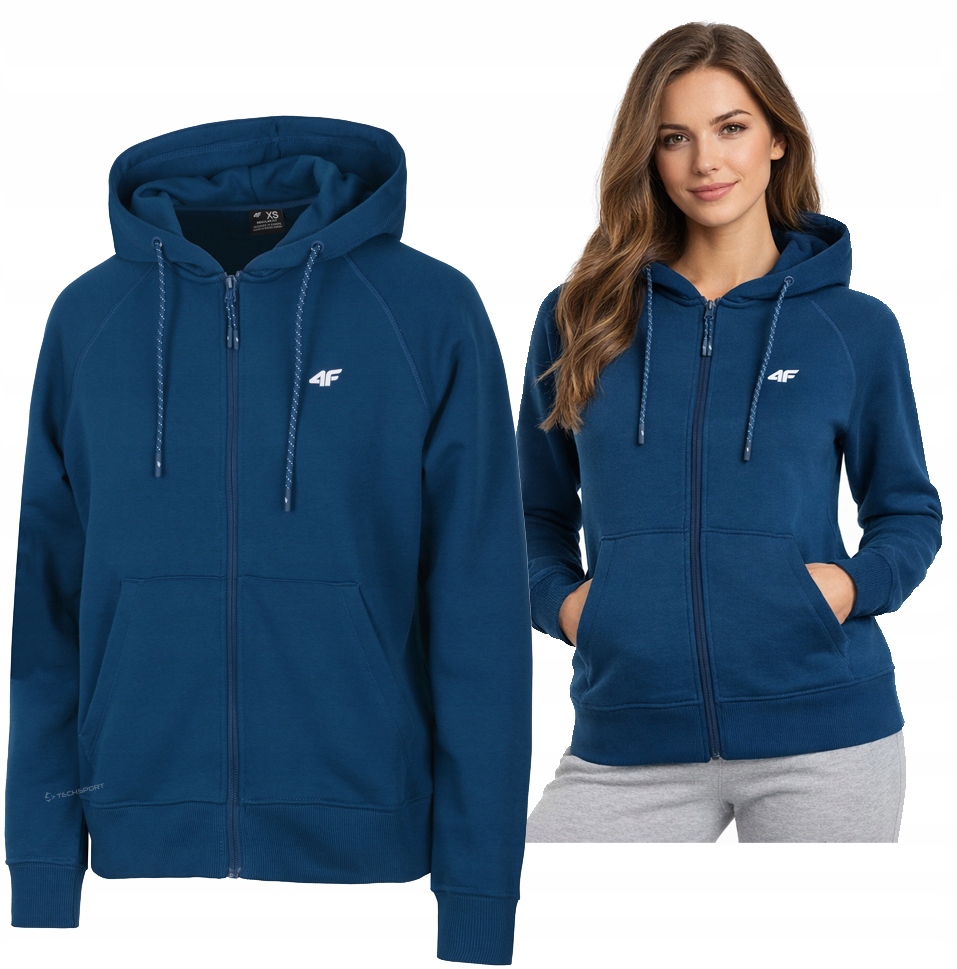 4F Damska Bluza Bawełniana Rozpinana Z Kapturem rozm S