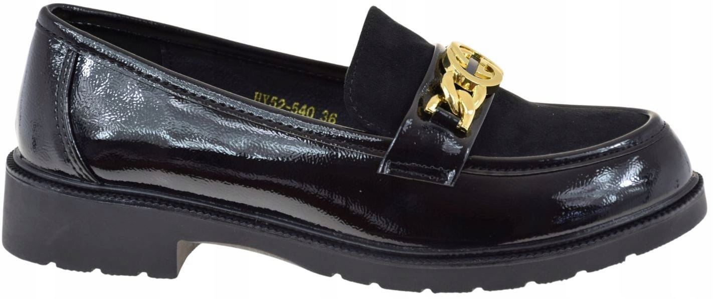 Dámské mokasíny S.barski HY52-540 černé lakované elegantní boty VEL.37