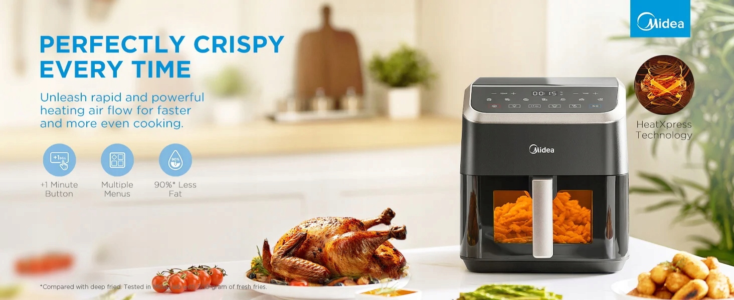 MIDEA Frytkownica Beztłuszczowa 5L HeatXpress 90% Mniej Oleju — miniatura 2