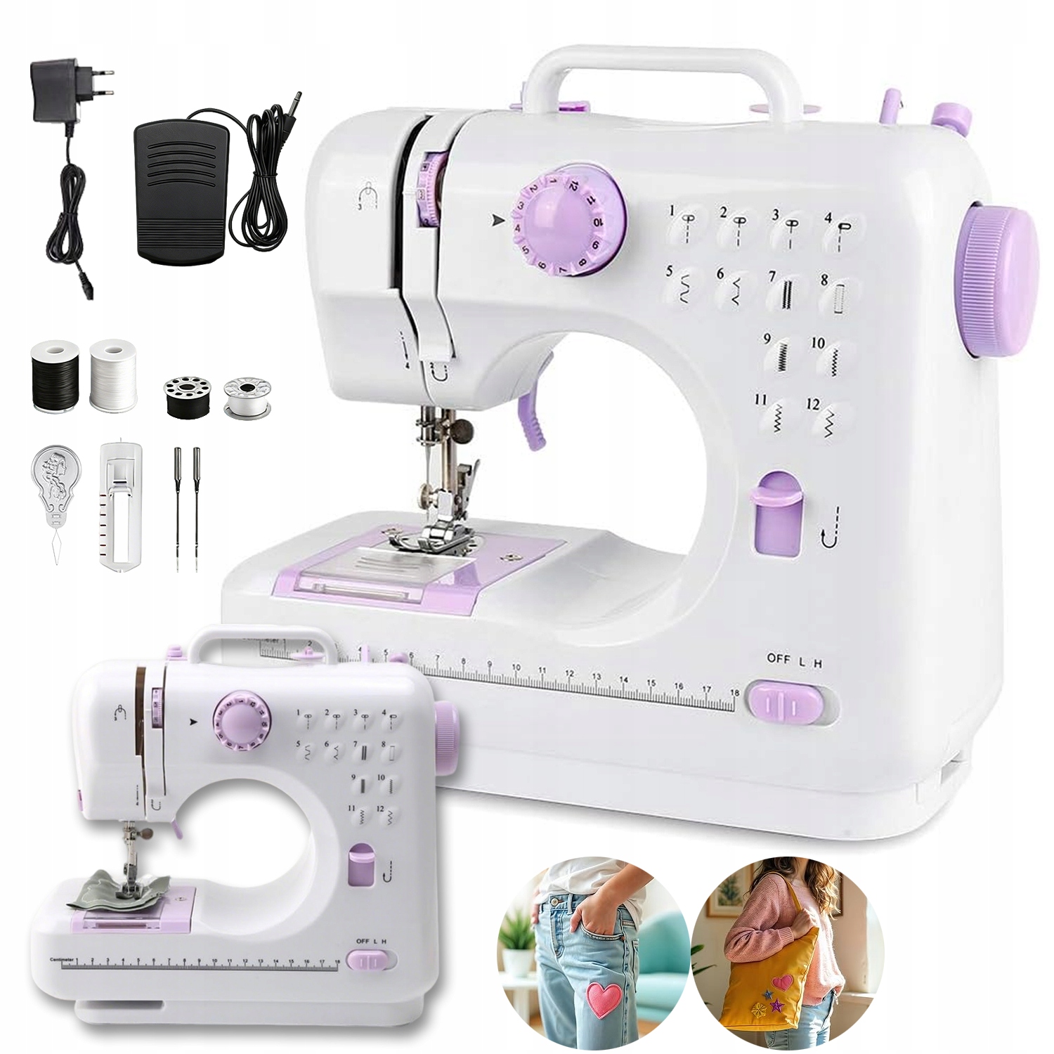 Domowa maszyna do szycia 12 ściegów z pedałem zestaw narzędzi do szycia