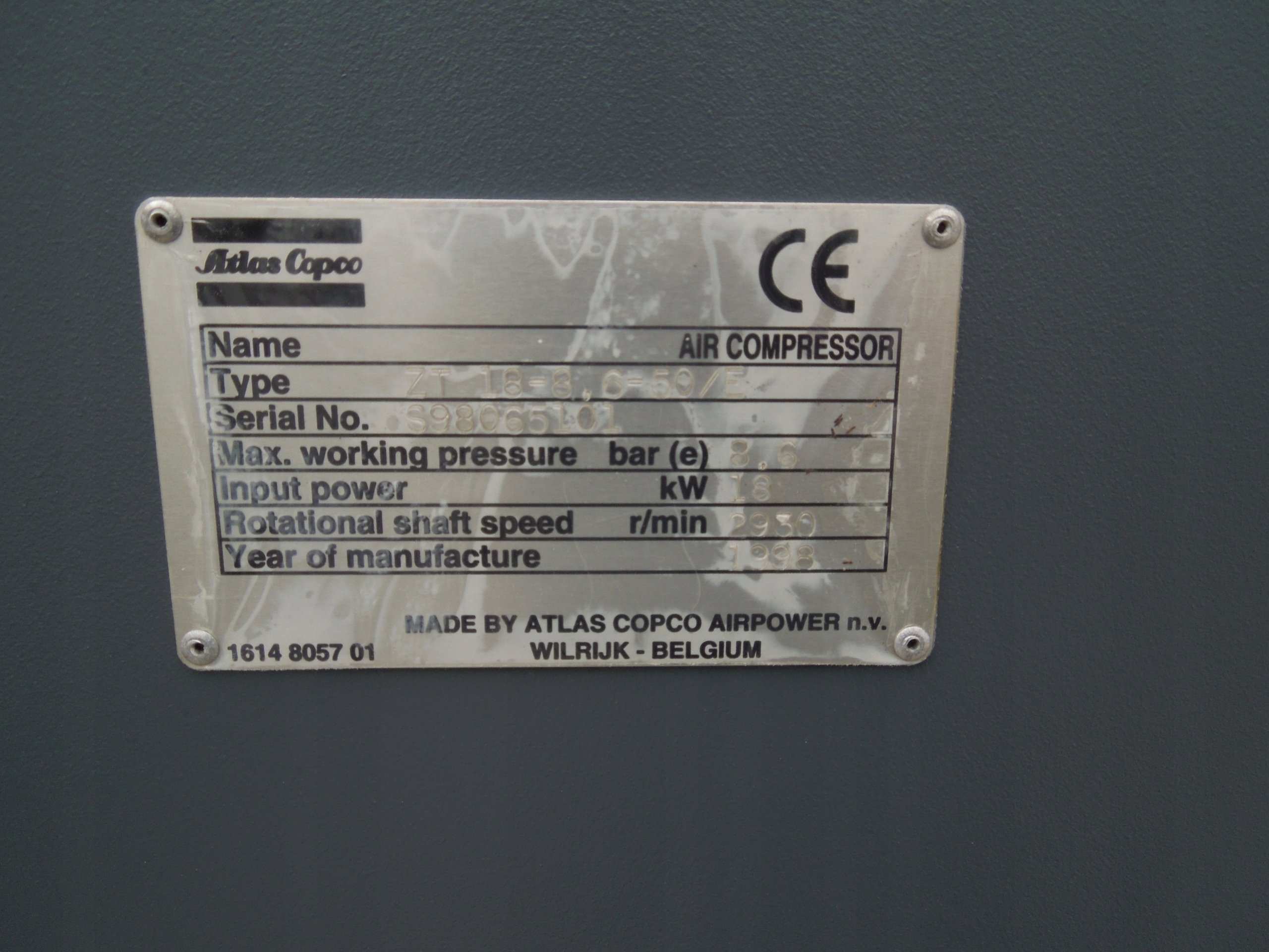 SPRĘŻARKA BEZOLEJOWA ATLAS COPCO ZT18 18Kw Marka Atlas Copco
