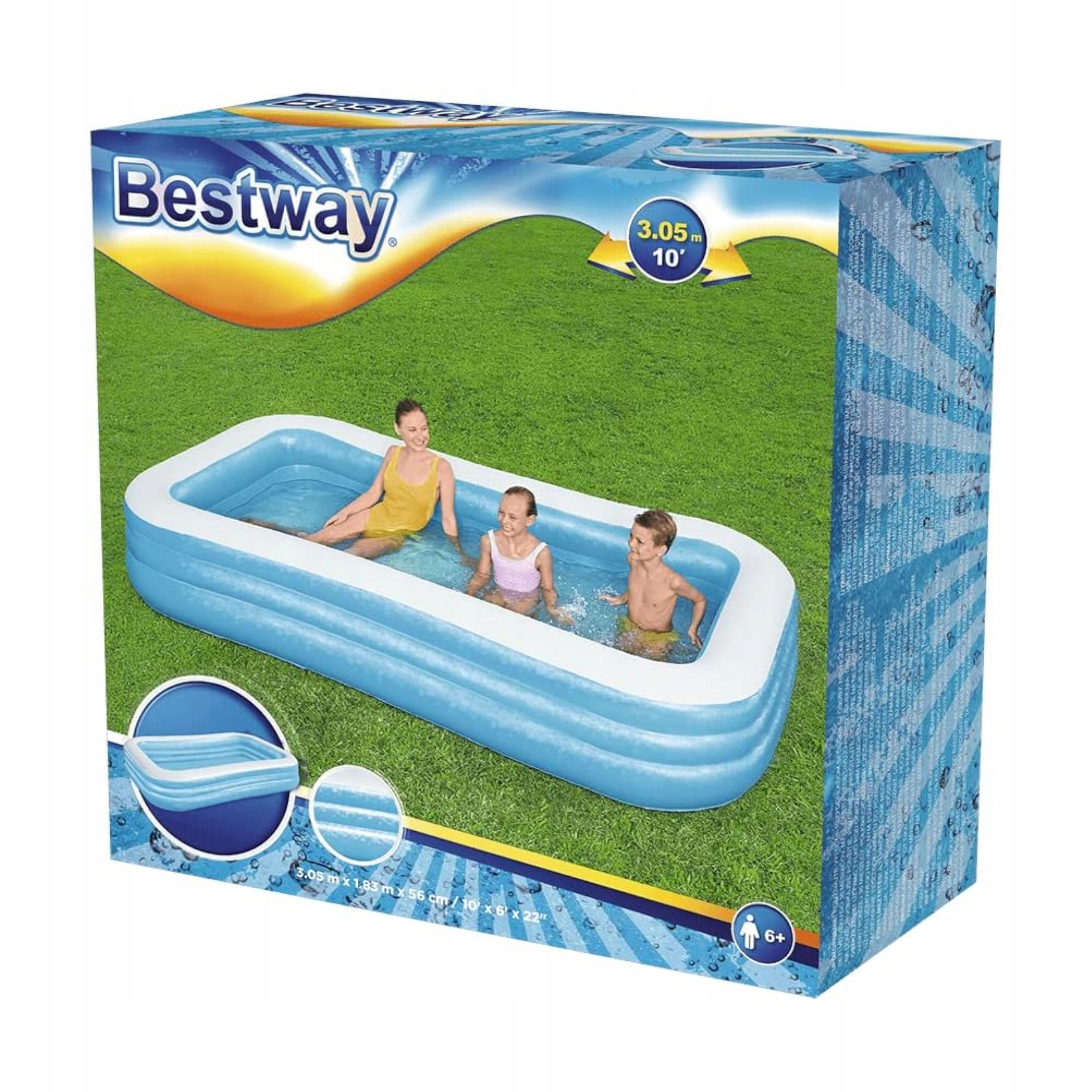 Basen dmuchany dzieci Bestway 305x183x56cm 54009 Kształt prostokątny