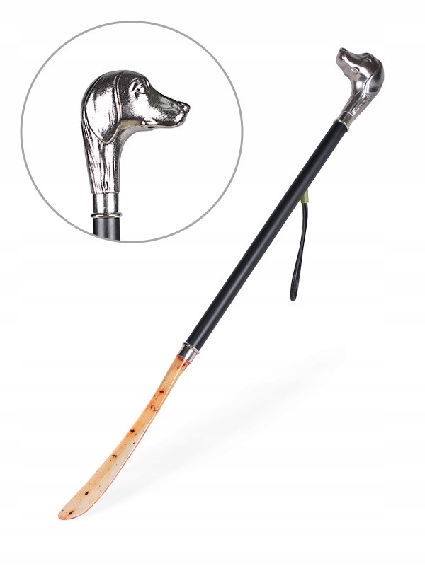 Elegancka łyżka do butów z ozdobną główką psa