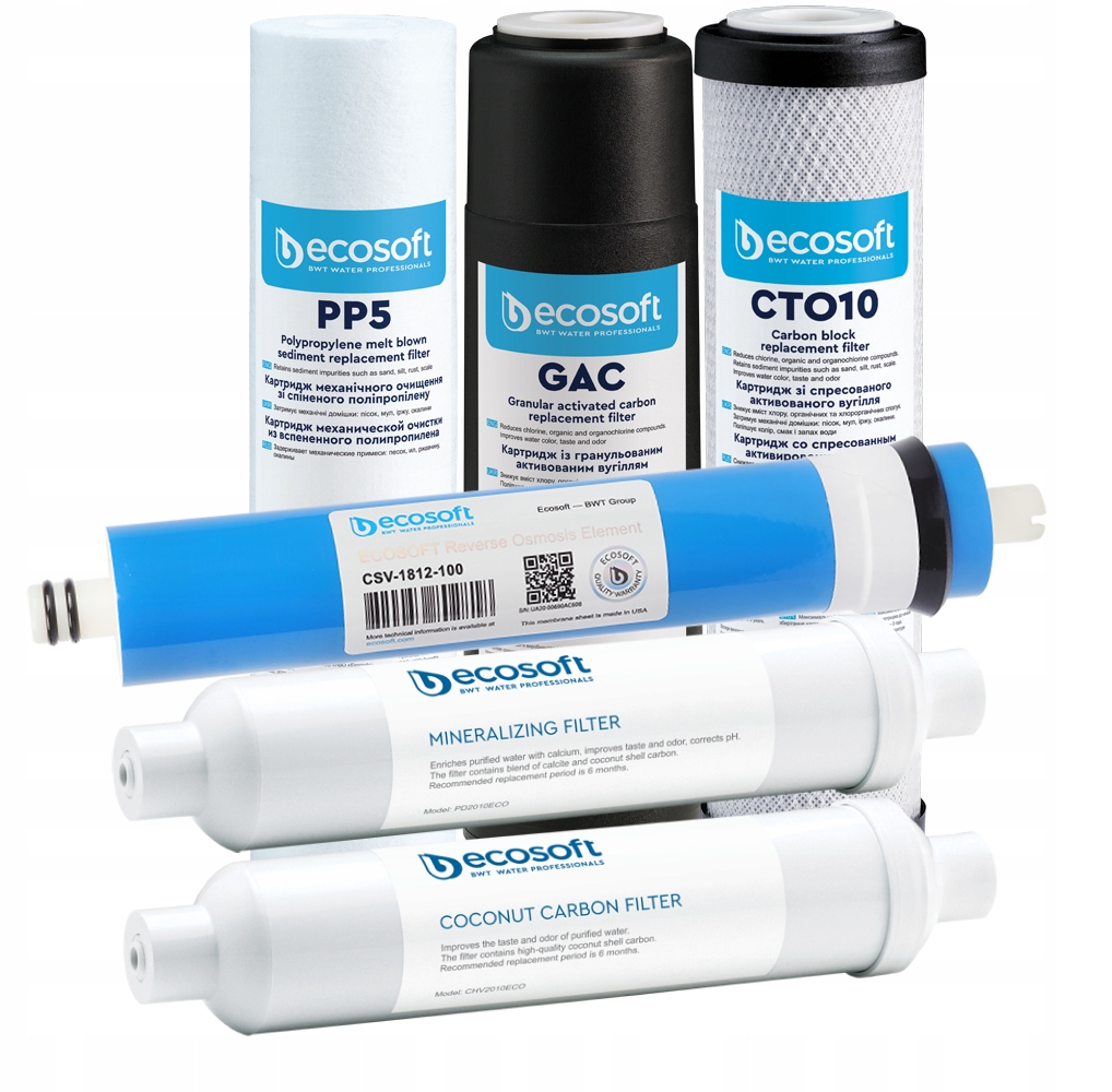 Filtrační vložky reverzní osmózy, velký servis Ecosoft 100 Gpd mineralizátor