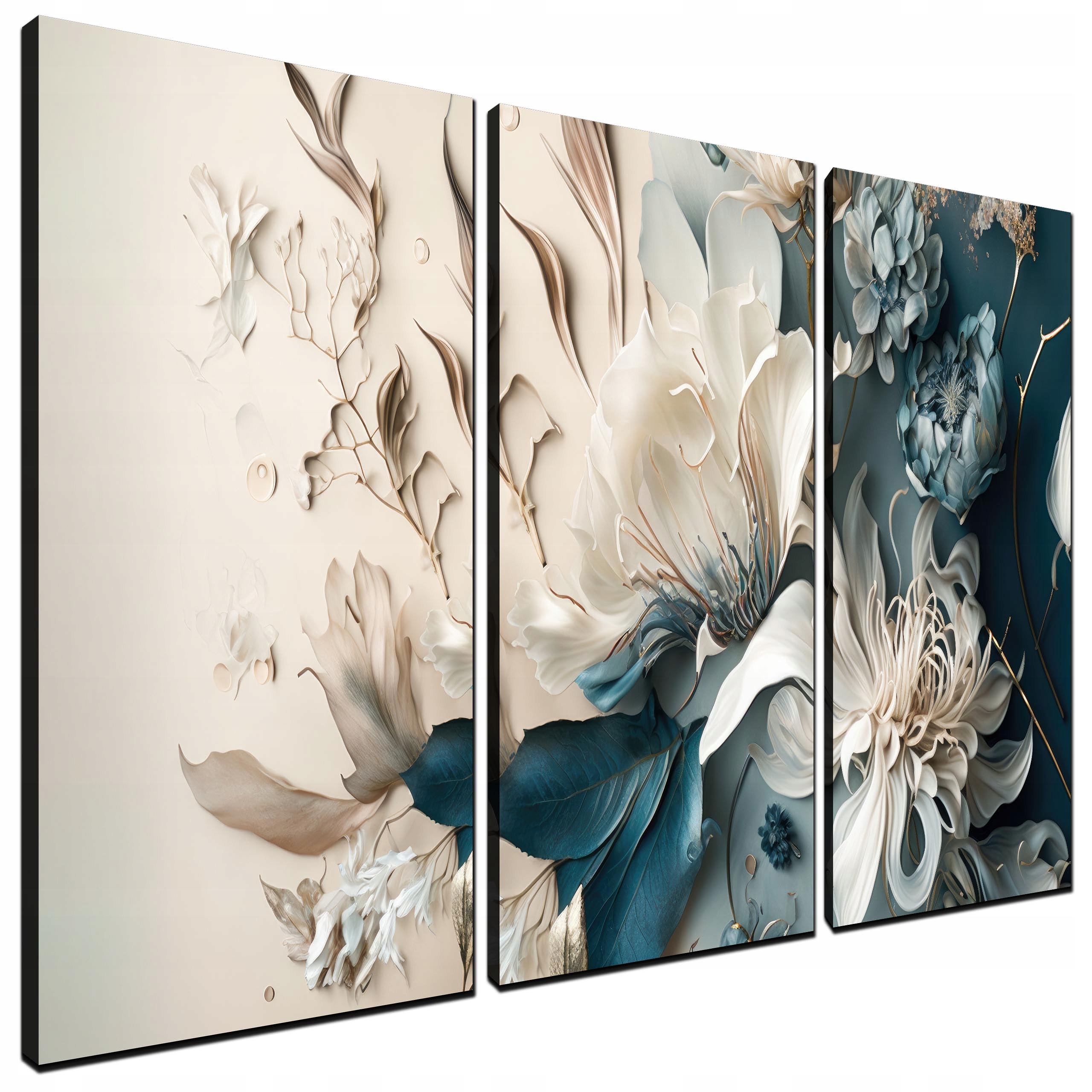 Obraz do salonu na ścianę Kwiat Glamur Do Wnętrza Domu 120X60 Tryptyk