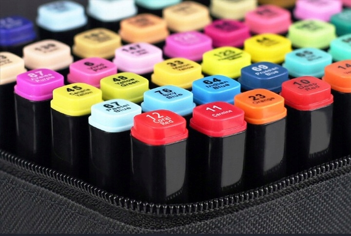 MARKERY FLAMASTRY PISAKI ALKOHOLOWE DWUSTRONNE PRO ZESTAW 80x 80SZT + TORBA Marka GALAXIA