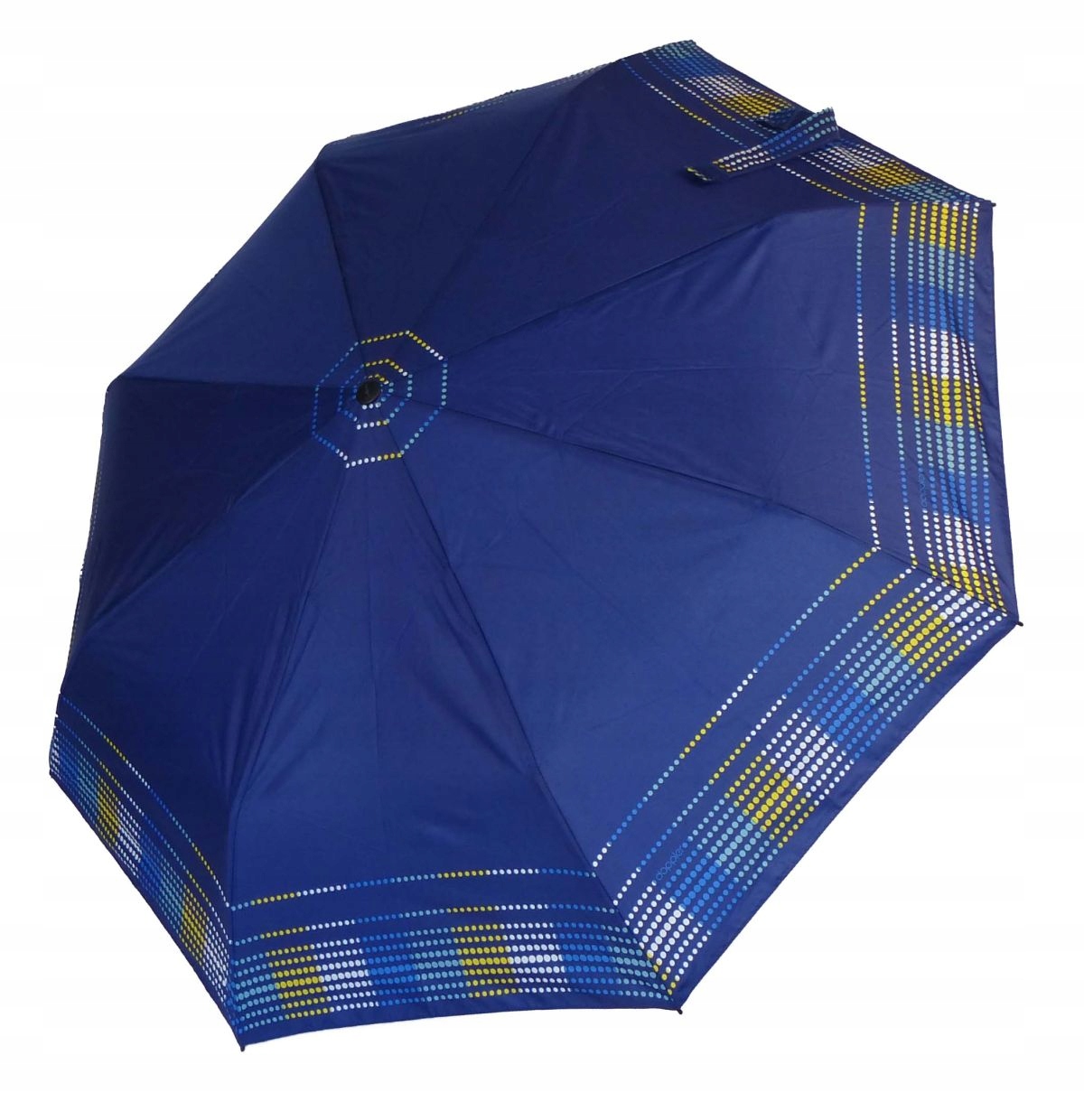 Deštník Knirps skládací A 050 manuální, tmavě modrá žlutobílá stezka