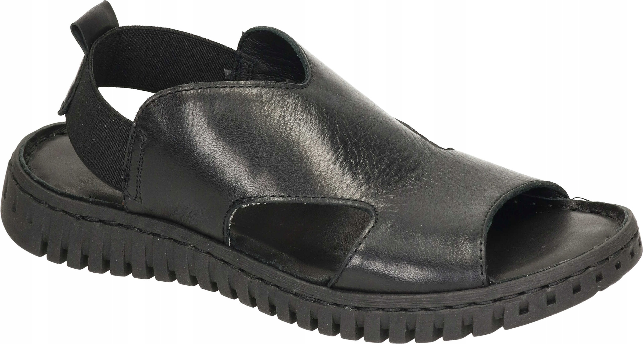 Manitu 910162-01 Černé Kožené Sandály S Plochým Podpatkem, Velikost Vel.