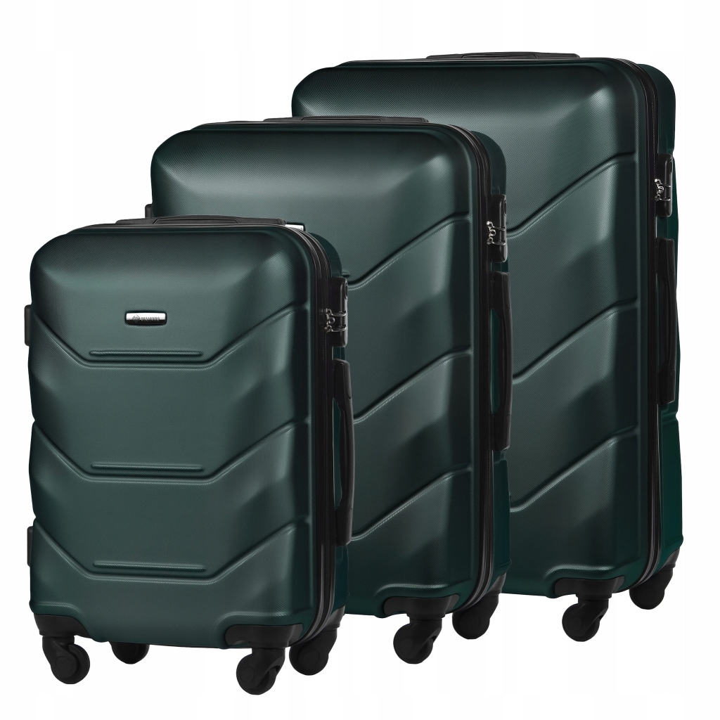 Sada 3v1 Pevných Cestovních Kufrů Na Zavazadla Komplet Zelená A227 Abs