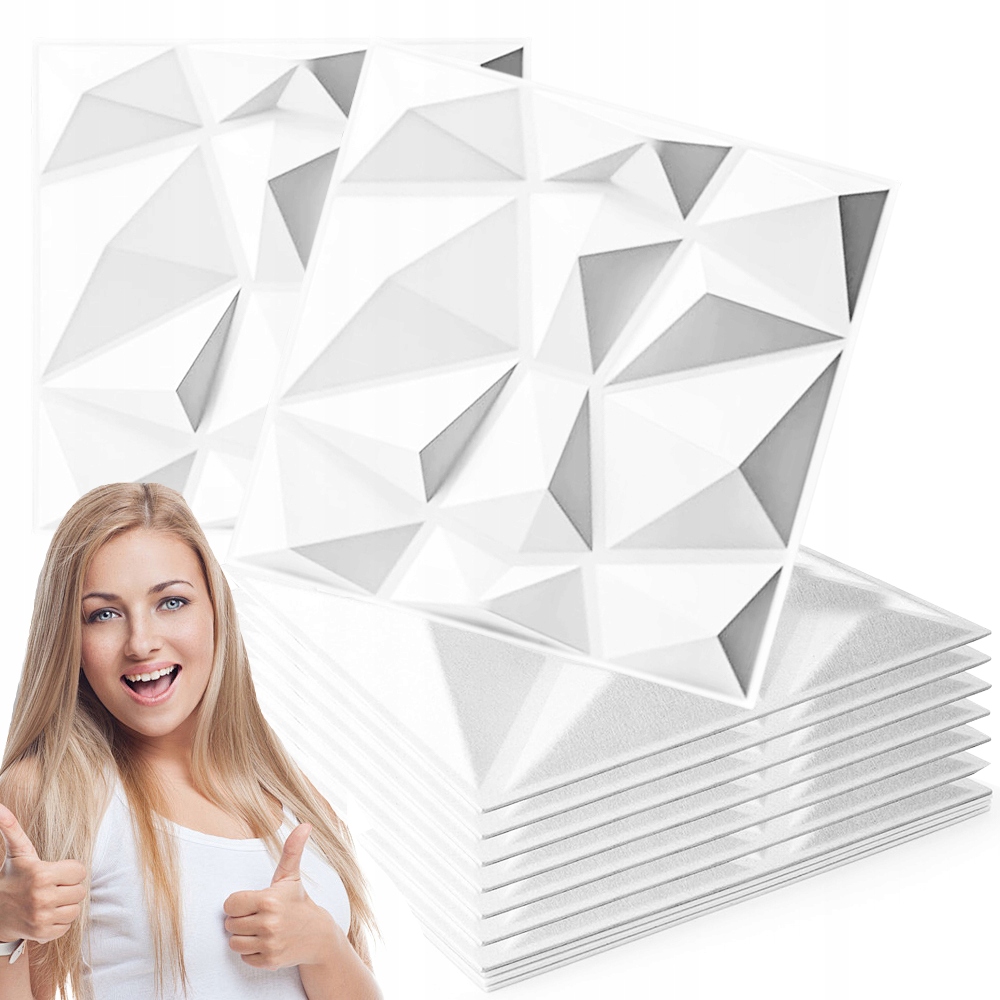 Bílá Kazeta Nástěnné Panely Stropní Kazety 3D Diamant Bílá 12X