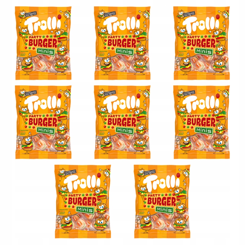 Trolli Party Burger Minis Żelki o smaku owocowym 170g X8