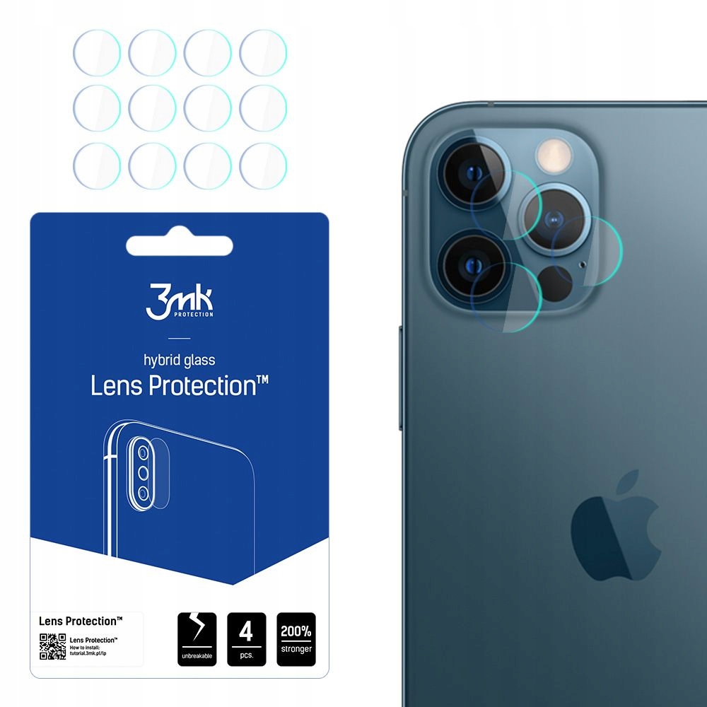 4x Szkło na obiektyw aparatu do Apple iPhone 12 Pro 3mk Lens Protection