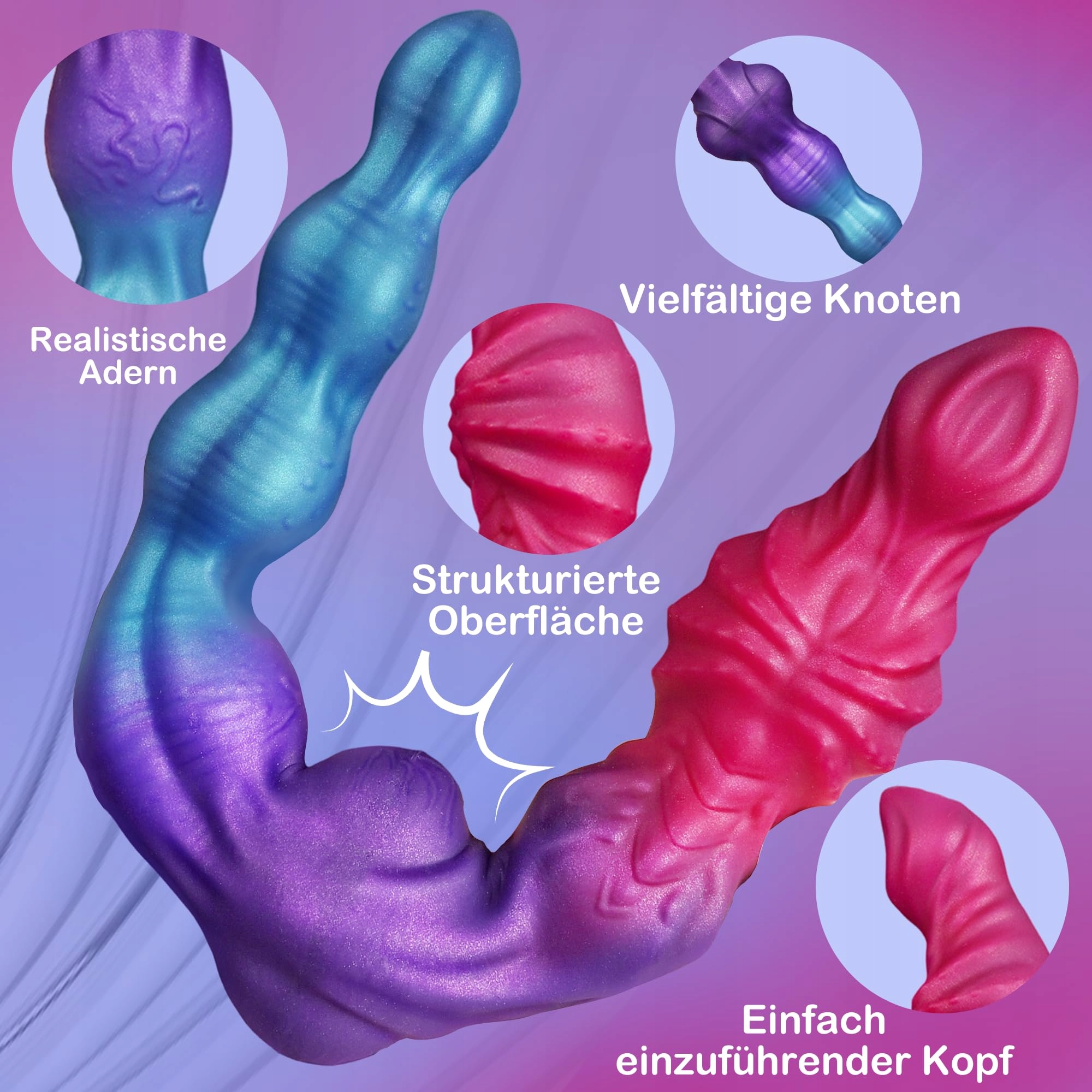 FANTASY Dildo XXL Silikon Doppeldildo Analdildo Dla Par i Lesbijek — miniatura 3