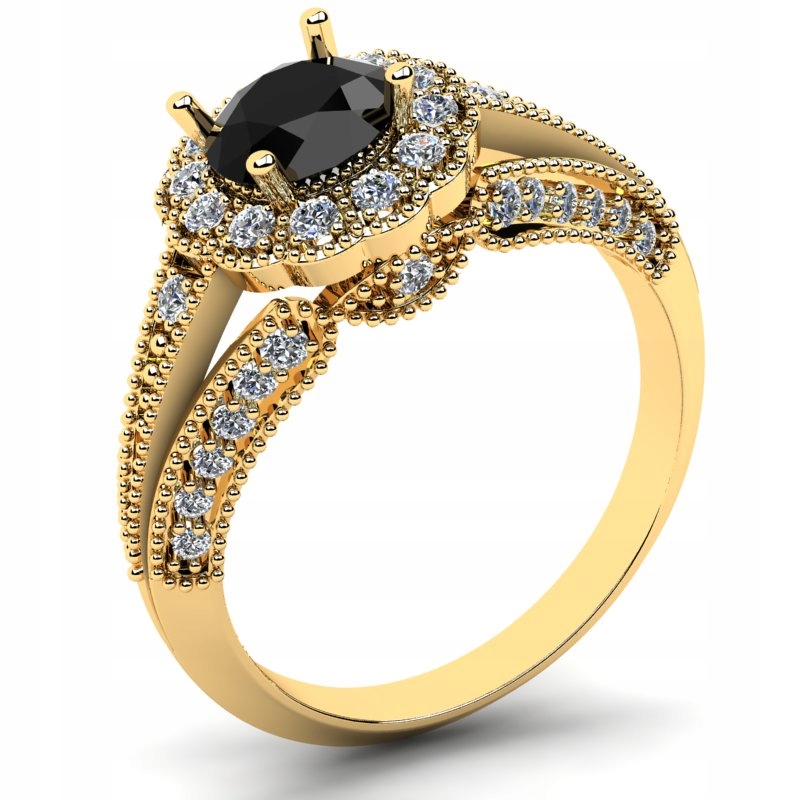 

Pierścionek Złoty Królewski Z Czarną Cyrkonią 6MM